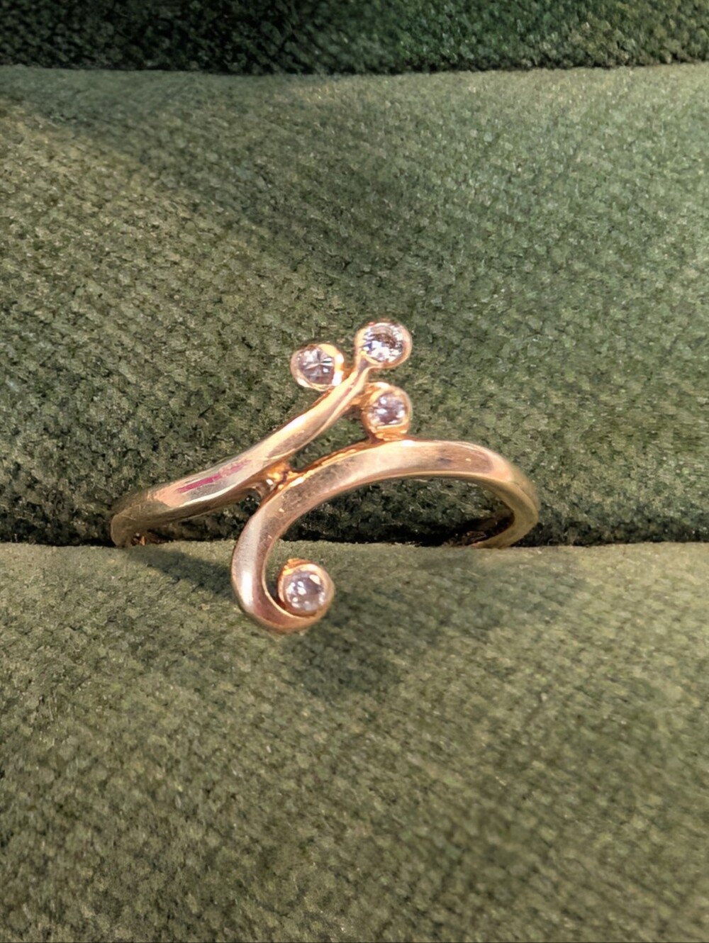 Antique 14 Karat Gold Diamond Bypass Ring - Sz.- 3